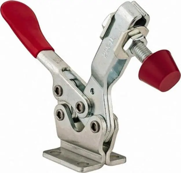 Destaco 500lb U-Bar Manual Hold Down Toggle Clamp, Horizontal Handle, 70° Handle Movement, 92° Bar Opening, Flanged Base, Electro-Plated Zinc Carbon Steel, Model 225-U, U-Bar Clamp