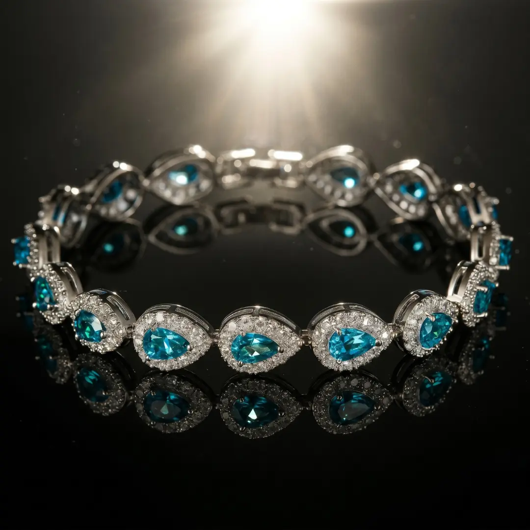 Drksyde Tear Drop Bracelet 6mm Waterproof Silver Plated 17cm + 2.5cm Extender, 5A+ Zirconia Tarnish Resistant Iced Out Bangle Y2K Trendy Viral Jewelry