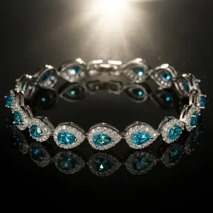 Drksyde Tear Drop Bracelet 6mm Waterproof Silver Plated 17cm + 2.5cm Extender, 5A+ Zirconia Tarnish Resistant Iced Out Bangle Y2K Trendy Viral Jewelry