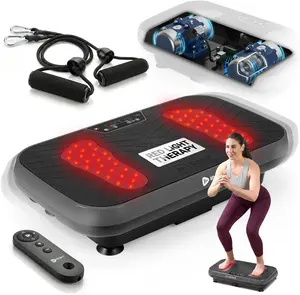Lifepro Vibration Plate with Red & Near Infrared Light – VibraRed Low-Impact Vibration Platform for Home Fitness, 1–99 Speed Levels, Preset Programs, Resistance Bands - Blue