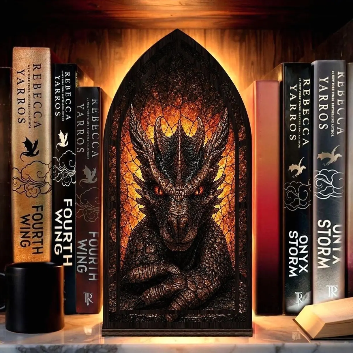 Dragon Book Nook, Fantasy Dragon Bookshelf Decor For Book Lovers, Dragon Riders Candle Holder, Four Wing Book Merch