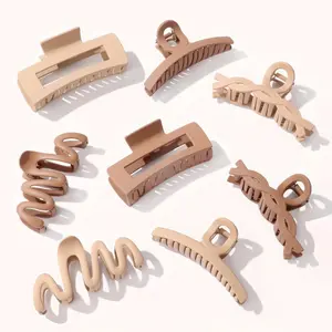Matte Non-Slip Large Hair Clips for Women 8PCS (4 Beige+4 Khaki), Durable Claw Clips for Women/Girls | Gift-Ready Neutral Hair Accessories for Daily & Special Occasions