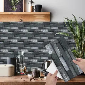 6pcs/12pcs/24pcs Peel and Stick Faux Stone Self-Adhesive Wall Stickers, Easy-to-Apply Design, Suitable for Kitchen Wall Decoration, 5.9in x 11.8in, Peel Stick Wallpaper #TOP PICKS