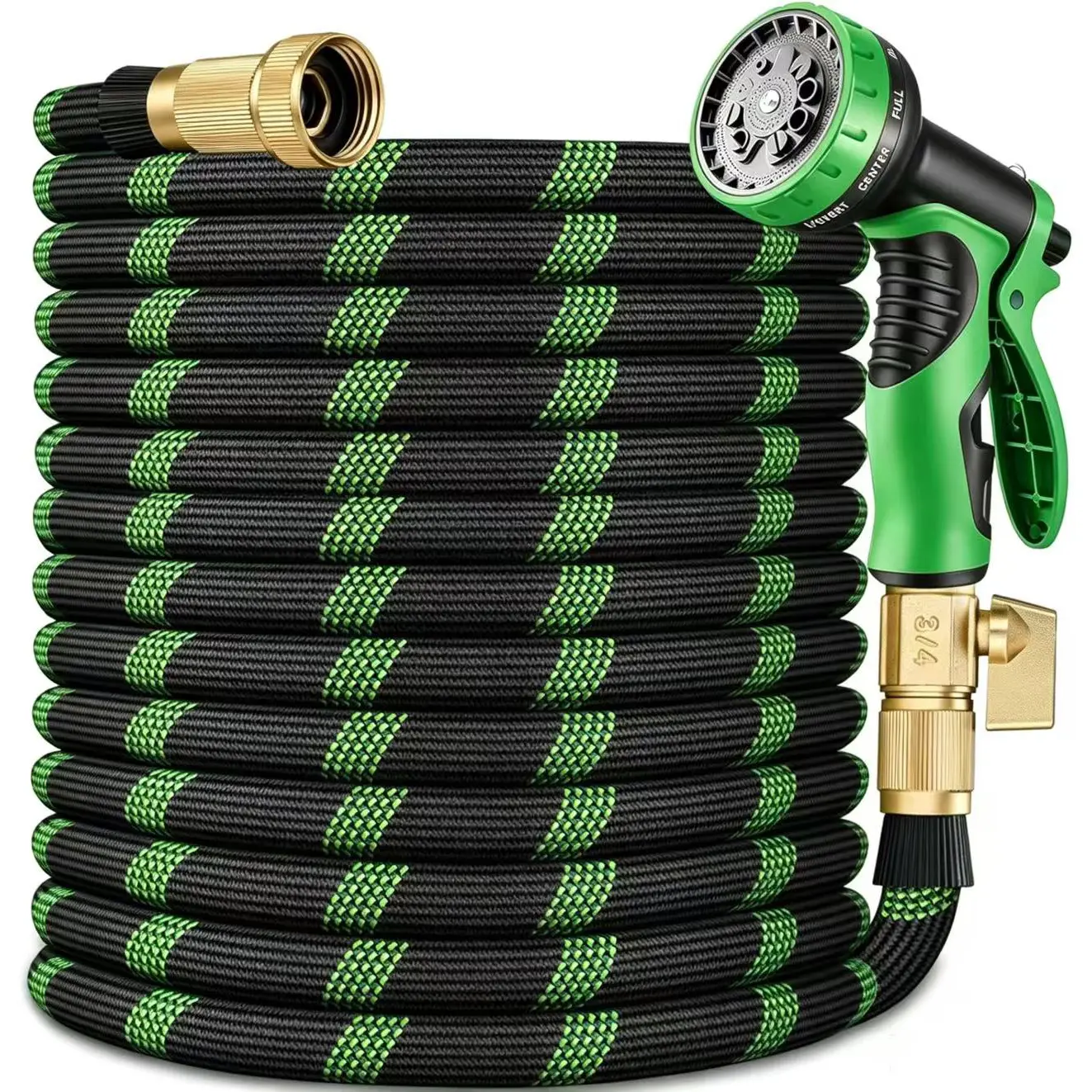 100ft/75ft/50ft/25ft/15ft Garden Hose With 10-Function High-Pressure Spray Nozzle,Lightweight,Non-Expandable Water Hose For Yard,Lawn,Car Wash & Outdoor Use,Water Hose