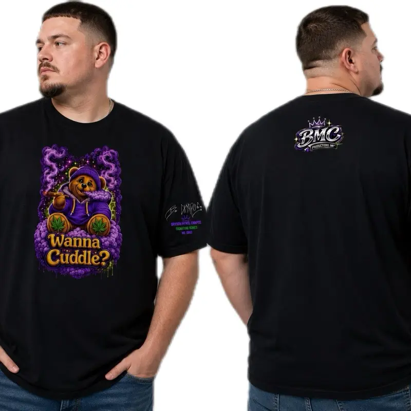 Cannabis Graphic Tee, Wanna Cuddle Signature Series No. 0003, Best Seller, BMC Productions NM
