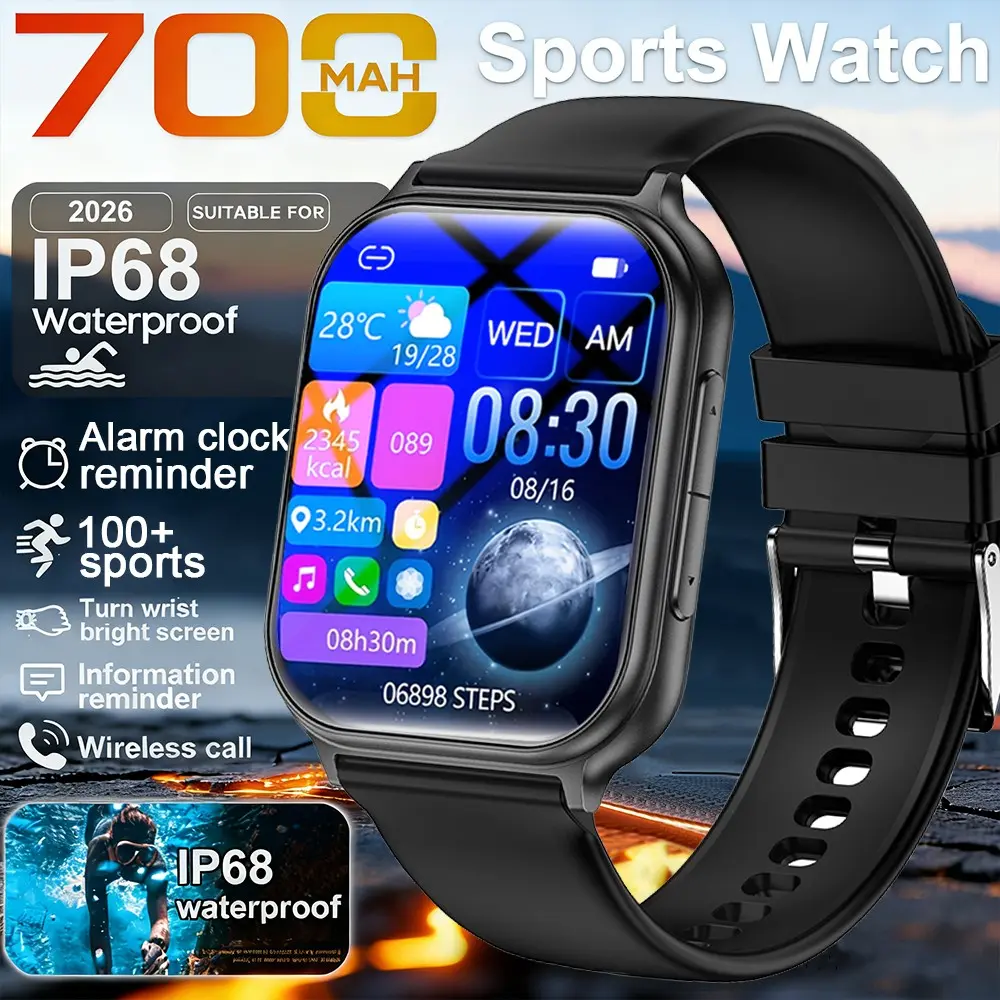 2026 New Men's/women's Digital Smartwatch, 700mah Battery, 1.83-Inch HD Touchscreen, Fitness Tracker, Wireless Call, Multiple Sports Modes, Watch Faces, Wristwatch Wearable