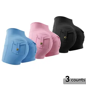 Women's High-Waist Scrunch Butt Shorts with Dual Back Pockets Peach-Lift Workout Shorts, Sports Shorts