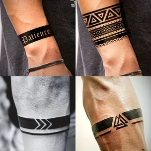 Arm Ring Tattoo - Dark Viking Symbol Pattern, Geometric Rectangle Design, Long-Lasting 7-15 Days, Ideal for Couples, Realistic Look, Waterproof & Sweatproof, Waterproof Tattoos, Tattoo Stickers