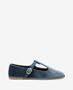 Verona Velvet T-Strap Mary Jane Flat