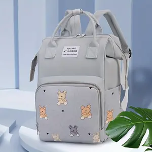 Fashionable Spacious Mommy Backpack - Multifunctional Portable Diaper Bag, Practical Pockets, Oxford Fabric, Suitable for Strollers