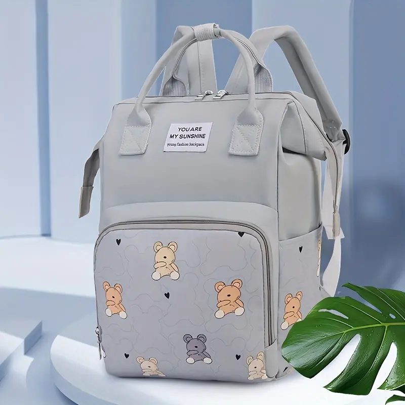 Fashionable Mummy Diaper Bag Backpack - Multi-Function Oxford Fabric Baby Bag with Spacious Pockets, Stroller Straps for Travel