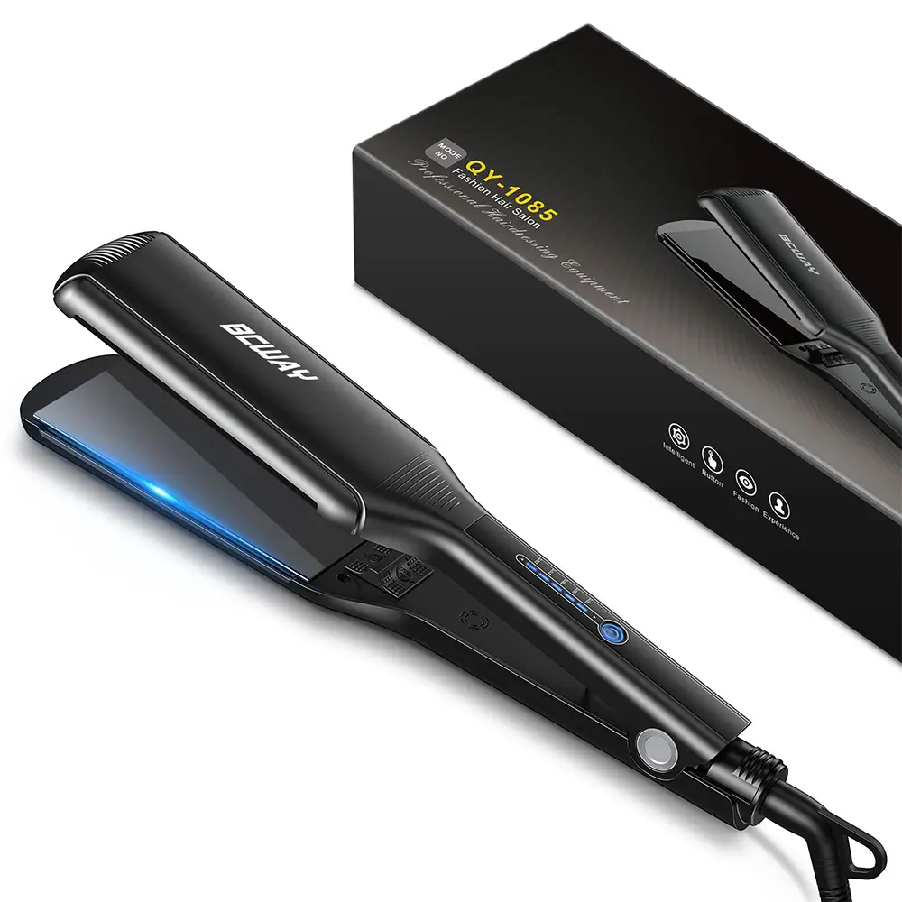 Professional Hair Straightener, 2.16'' Extra-Large Floating Titanium Flat Iron, Anti-Static 30s Instant Heating Straightening Iron with 5 Adjustable for All Hair Types