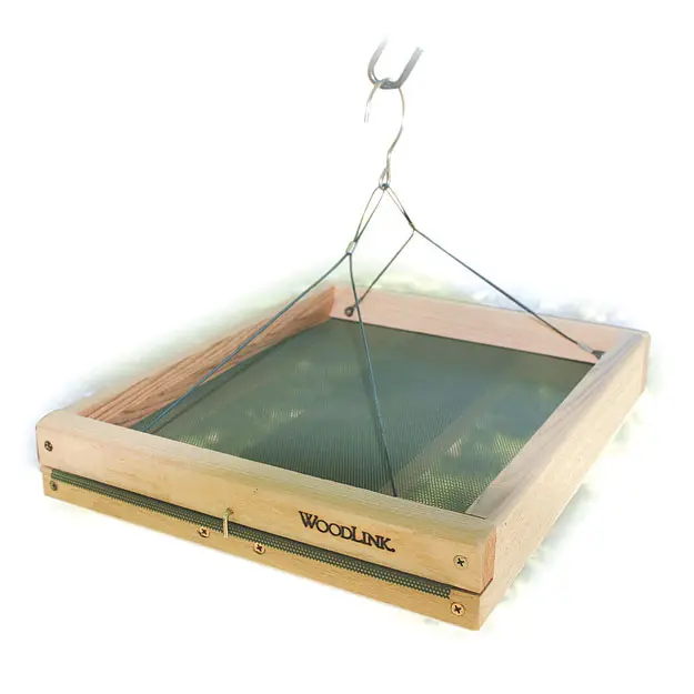 212 MAIN WoodLink PLAT2 3-in-1 Cedar Wood Bird Feeder - Multi-Mounting Platform Feeder with Perforated Mesh & Removable Base