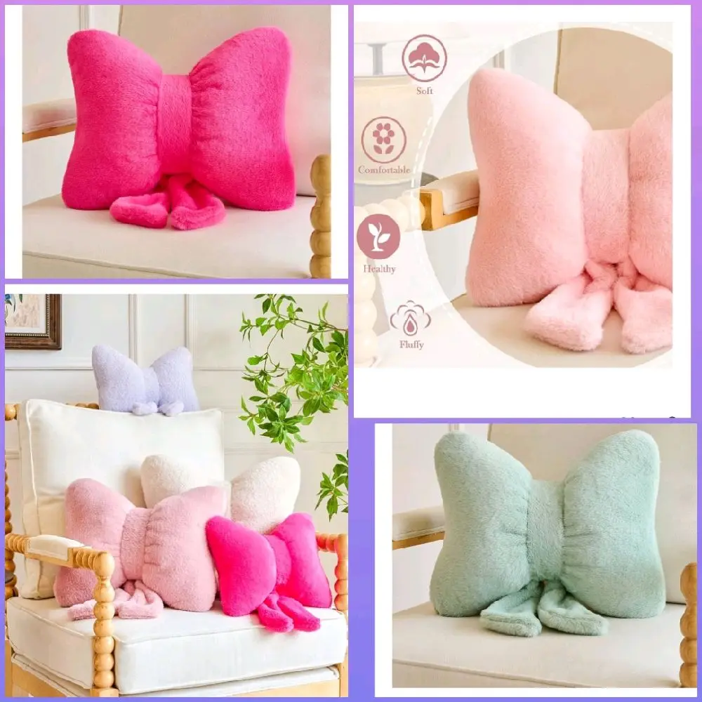Bow Decorative Pillows, Aesthetic Room Decor Bow Pillows, Cute Coquette Bow Shaped Plush Lumbar Pillow for Bed Couch Living
