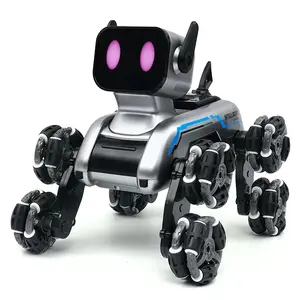 Smart Robot Dog Toy with 8-Wheel Stunts, LED Eyes, Gesture & Remote Control