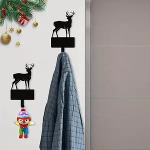 CIFbuy Christmas Deer Metal Key Holder Hook Wall Mounted Home Decor for Bathroom Towels