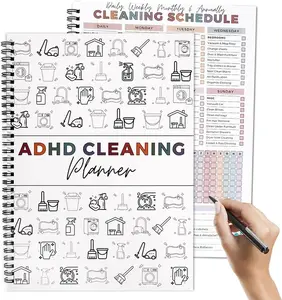ADHD Cleaning & Organizing Planner for Adults & Teens – Undated Daily, Weekly, Monthly & Yearly Chore Chart, Habit Tracker, Home Checklist, DIY Improvement Templates