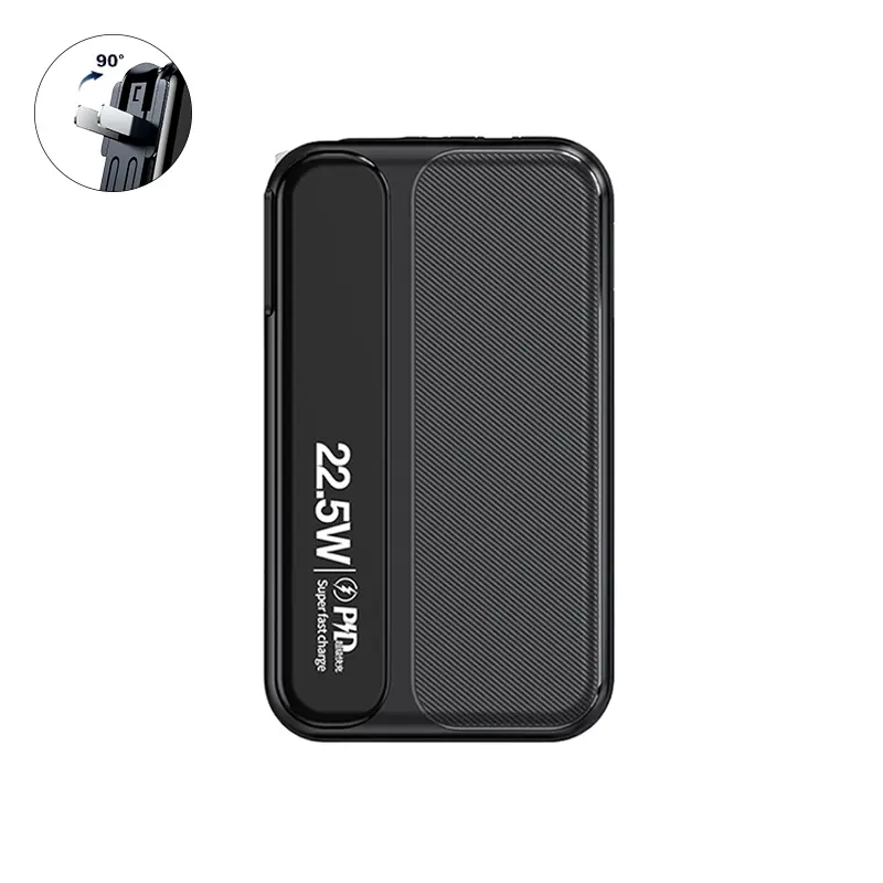 10000mAh Portable Charger with Built-in Cables & Foldable Wall Plug, 22.5W Fast Charging Power Bank for iPhone & Android, Compact Travel Battery Pack, Back to School Essentials