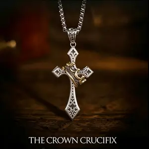 [2026 New Products] Crown Cross Necklace, Personalized, Versatile, Stylish Design Necklace men's jewelry