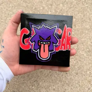 Hand Painted Gengar 4x4 in Mini Canvas Wall Art