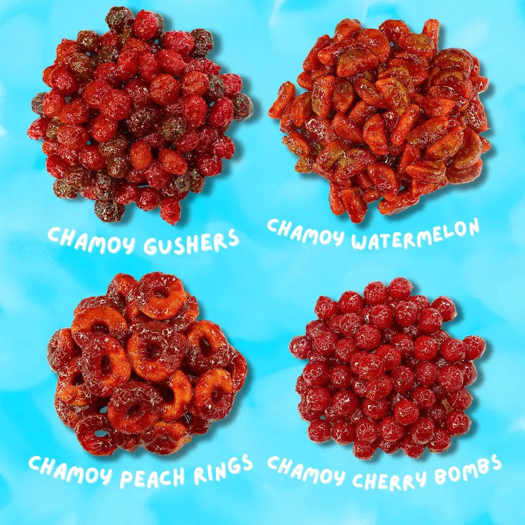 Chamoy Gummies, Variety 4-Pack -Flavoritos Sweet and Chili Gummy Candy Snack Chewy Spicy Bonbon