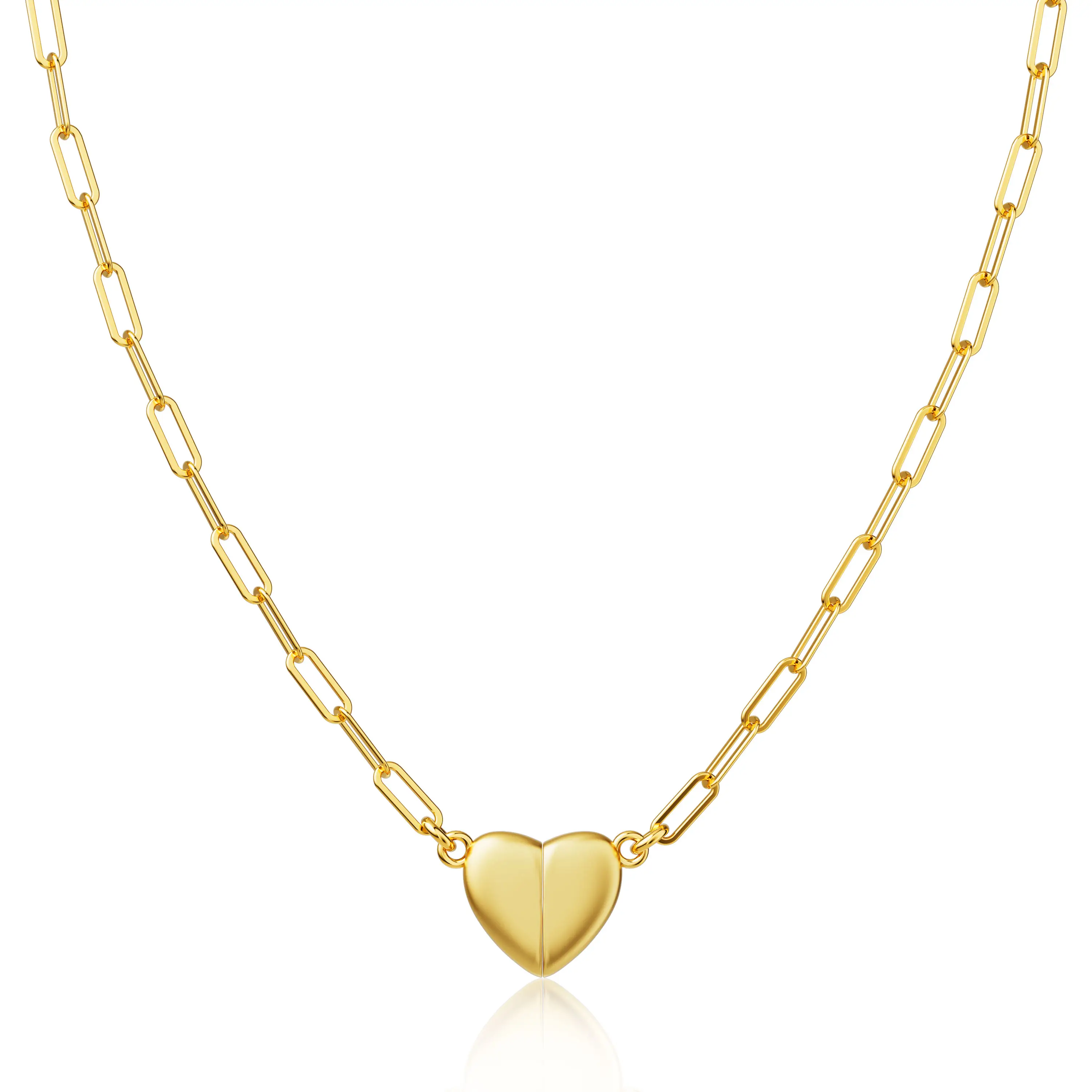 Tewiky 14K Gold-Plated Heart Shape Pendant Magnetic Necklace for Women Dainty Fashion Layer Stacking Initials Choker Necklace | Gold Necklaces for Wom