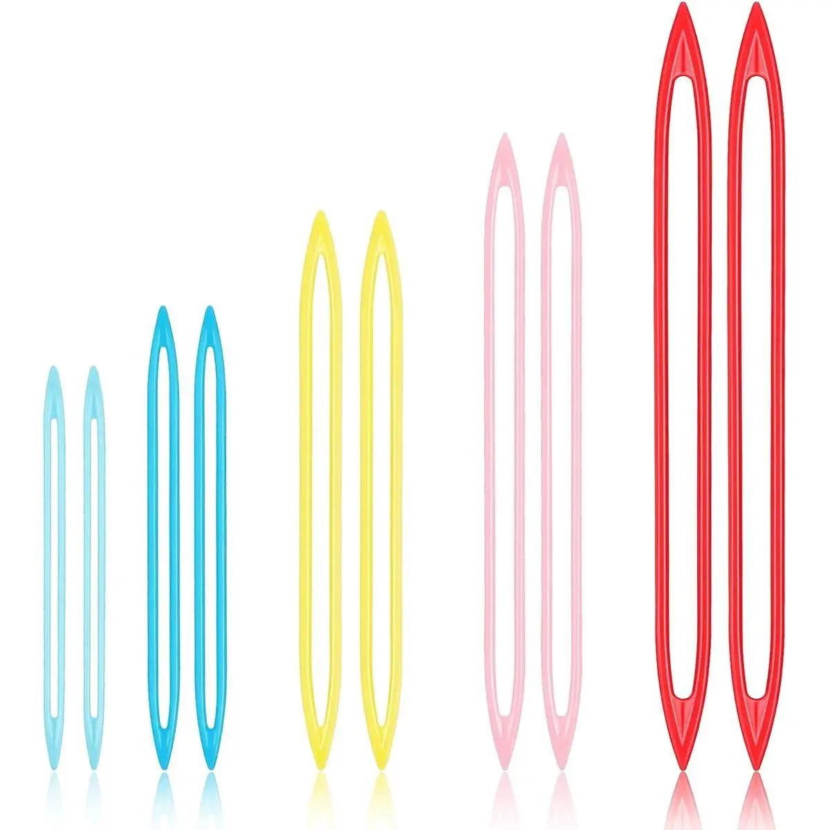 10Pcs Large Eye Plastic Yarn Needles, 5 Size Knitting Crochet Darning Needles for Thick Bulky Yarn, 5 Colors Tapestry Needle Set for Weaving in Ends