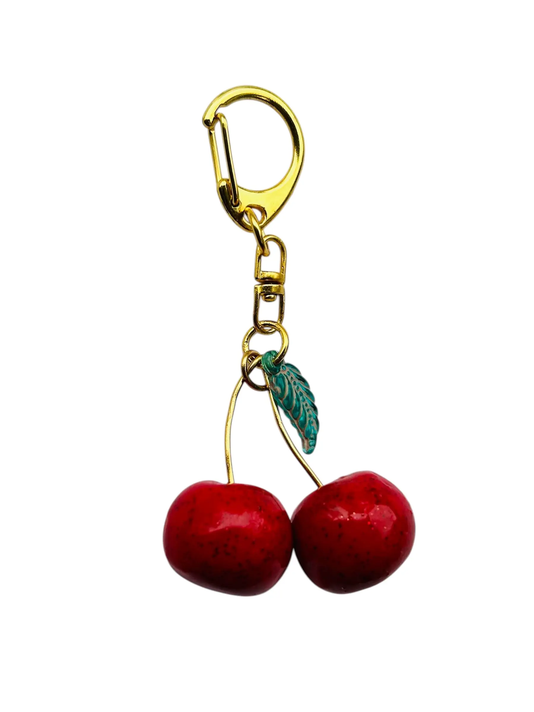 Women's Handmade Cherry Charm Keychain, Polymer Clay Epoxy Shine Pendant, Bag Charm, Cherry Bling Accessory, Bag Charm Keychains, Charm Keychains