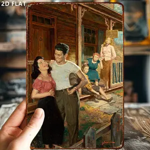 Vintage Iron Metal Tin Sign 1pc 2D Flat 8x12inch, Fun Outdoor Indoor Decor Plaque for Home & Porch, Artistic Gathering Decoration