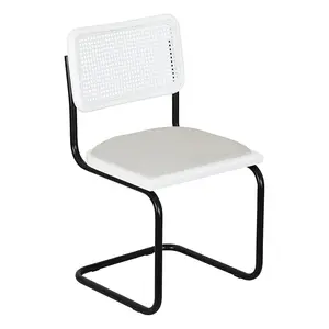 Furnish Theory Breuer Chair Cushion Cantilever Side Chair with Cane Back and Black Frame
