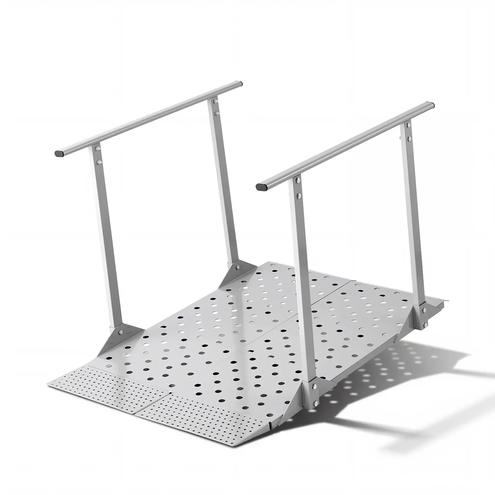 【summerfinds】VEVOR Wheelchair Ramp with Handrails, 44.9 x 33.5 in, Heavy Duty Aluminum Handicap Ramp, 440 lbs Capacity, Non-Slip Portable Threshold Ramps for Home Steps, Stairs, Doorways, Curbs, Walkers, Scooters