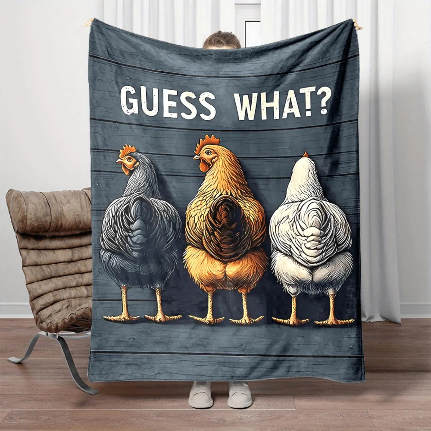 Reusable All Season Reversible Cartoon Chicken Fleece Throw Blanket Perfect for Cozy Home Naps and Gift Giving