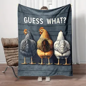 Reusable All Season Reversible Cartoon Chicken Fleece Throw Blanket Perfect for Cozy Home Naps and Gift Giving