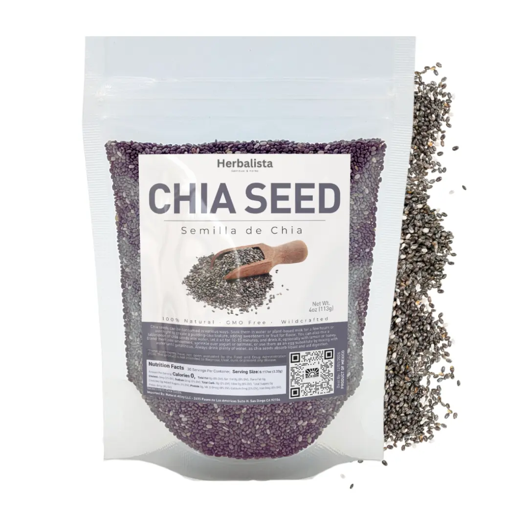 Premium Mexican Chia Seeds 4 oz (113g) | Semilla de Chia 100% Natural Mexicana | Non-GMO, Gluten-Free, Vegan Superfood | High in Omega-3 & Fiber, Keto & Paleo Friendly