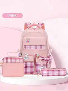 Teen School Backpack Set, Handbag & Pencil Case/laptop Bag, Large Capacity, Smooth Zipper, Lightweight Travel Backpack, Plaid Pattern Backpack, Back to School Supplies