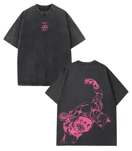 "JOJO" KILLER QUEEN Anime Oversized T-Shirt, Heavyweight Cotton Shirt Regular Comfort Fit Fabric Menswear Tshirt Clothes Top Gamis Streetwear Tropical