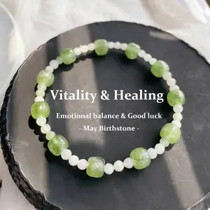 Natural Green Crystal & Morganite Refreshing Healing Bracelet, Vitality Healing Energy Bracelet, Emotional Balance & Good Luck Bracelet, Gentle Versatile Unisex Accessory, May Birthstone, Gifts for Mother's Day / Teacher's Day / Nurses' Day
