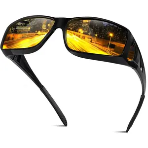 Night Driving Glasses Fit Over Glasses for Men Women,Anti Glare Night Vision Glasses for Driving,Cycling,Golf