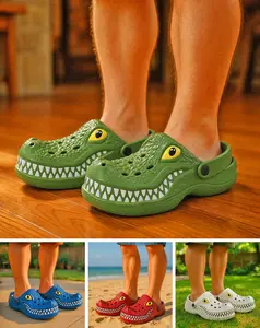 Funny Crocodile Clogs for Men Women, Animal Garden Work Clogs with Arch Support Slip On Lightweight Breathable Non-Slip Beach Sandals Outdoor Casual Shoes Multi
