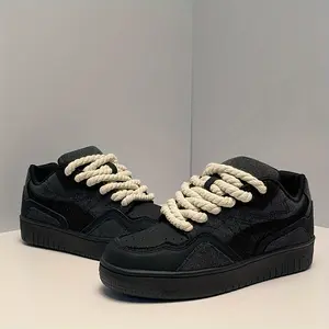 Autumn and Winter Daily Casual Wear, Classic Style Men's Fashion Casual Sneaker-Solid Color Low-Top Lace-up PU Upper, Fabric Lining, PVC Shoe Sole, Cloth Insole, round Toe Design West coast Closed Boy Trainer Runner Athletic