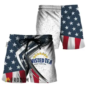 Twis.ted Tea Fourth Of July Esports Hawaiian Shorts Unisex's, Hawaiian Style Swim Shorts for Men Elastic Waist Quick Dry Beachwear