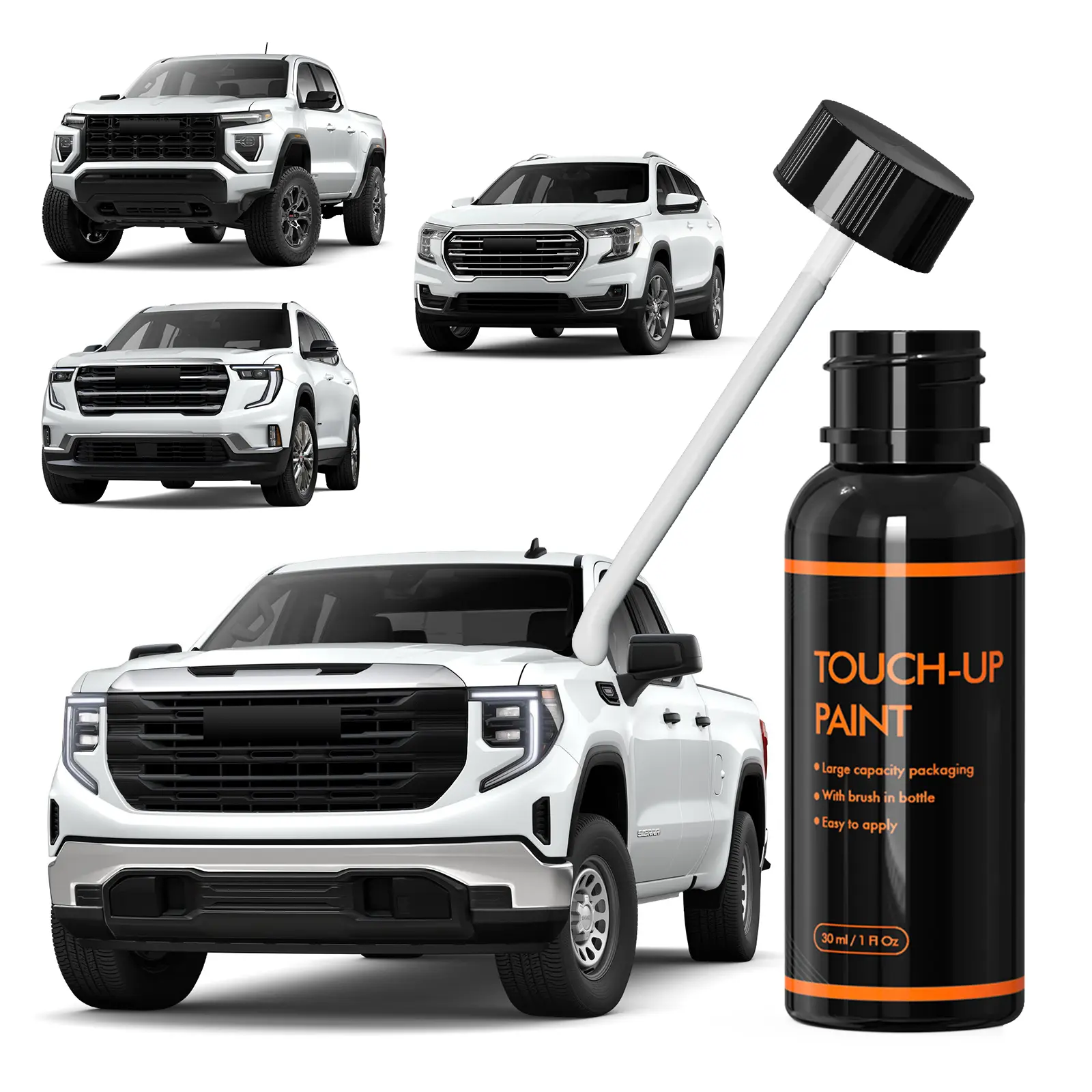 【Shipped from US FBA Warehouse】XTryfun GMC Summit White/Onyx Black Special-Purpose Touch Up Paint 30ML Multi-Color Kit - Compatible with Sierra/Yukon etc., Quick Dry Repair for Front Bumper/Door Scratches, Ideal for Daily Scuffs
