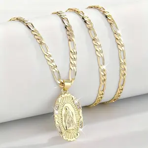 Virgin Mary Pendant Necklace for Women Elegant Oval Jewelry Charming Gift forFriends Festival Versatile Present