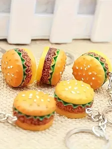3/5pcs Cute Burger Keychains, Food-Themed Resin Charms, Fun Gift Set for Backpacks and Car Decor