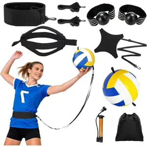 Volleyball  Equipment Aid Set, 8 count Indoor Outdoor Solo Practice Kit with  Volleyball, Belt, Trainer  for Serve, Spike, Pass Practice, Ideal  for Girls and Beginners