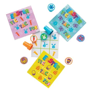 Classic Tic-Tac-Toe Game with Easter Stampers - 6 Sets for Fun