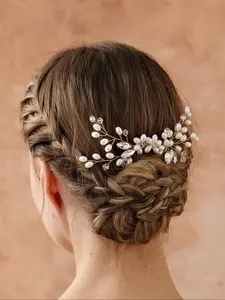 Faux Pearl Decorated Hair Comb, Elegant Bridal Headwear for Wedding Party Formal Occasions, Fashion Hair Accessories for Women