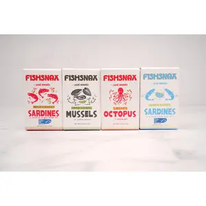 José Andrés Fish Snax Tinned Fish Sampler - Sardines, Smoked Octopus, Mussels, Sardines with Lemon 4-Pack