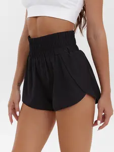 New European and American women's shorts high waisted elastic loose quick drying sports and leisure shorts breathable shorts fitness yoga shorts
