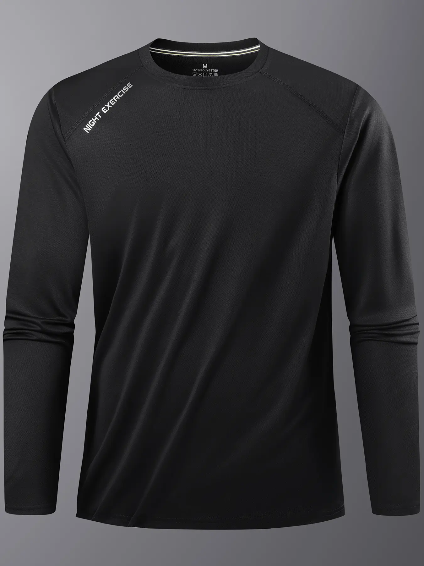 Men's Long Sleeve Sports Shirt, Reflective Shoulder Strips, Quick-Dry Breathable Fabric, Ideal for Running Training Outdoor Fitness